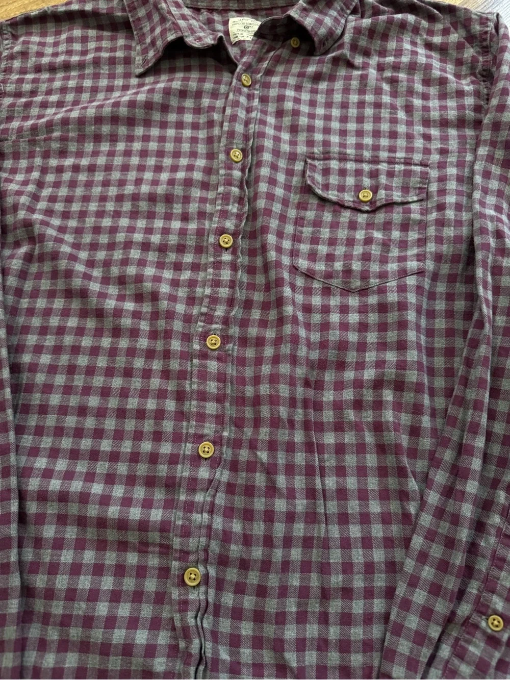 J. Crew Men's Purple and Gray Plaid Button-Down Shirt